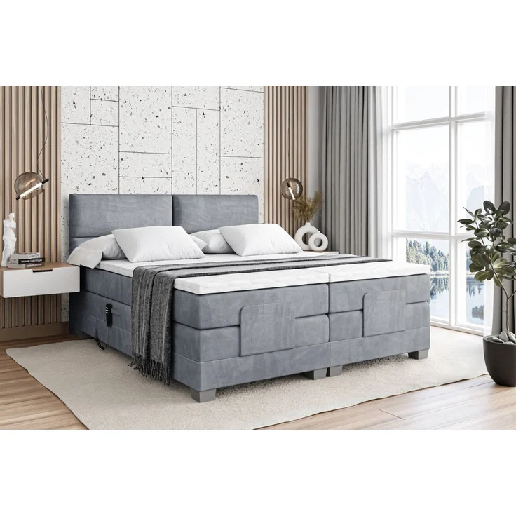 ALTDECOR Boxspringbett MAYA EL (mit Matratze Lattenrost Topper Polsterbett mit Bettkasten Doppelbett), Elektrisch verstellbar 2 x H4/Multipocket Matratz Topper Kopfteil – Bild 1