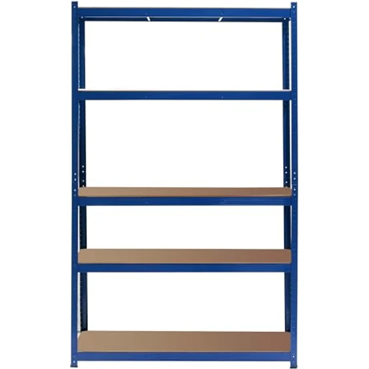 Wiltec Schwerlastregal 120 x 60 x 204 cm, 200kg/Ebene, Steckregal blau, Lastenregal mit 5 Ablagen, Werkstattregal – Bild 6