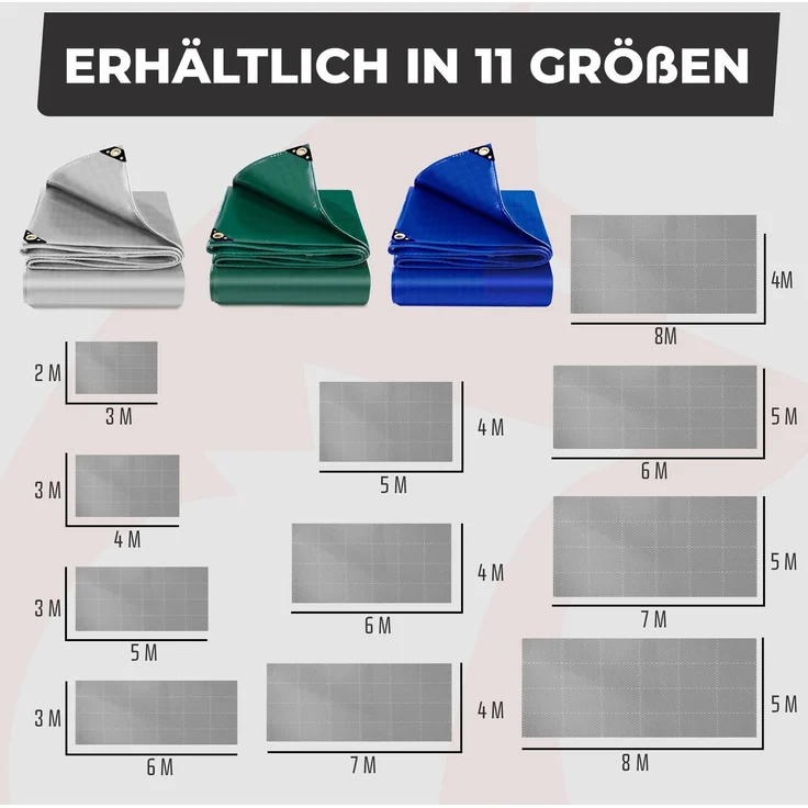 ROTFUCHS Premium Abdeckplane mit Ösen, 700 g/m² PVC RipStop-Gewebe Reißfest & Wasserdicht | Universell für Pool, LKW, Holz Gartenmöbel | Abdeckung, Schutzplane, Gewebeplane, Grau, 300x200 cm – Bild 7