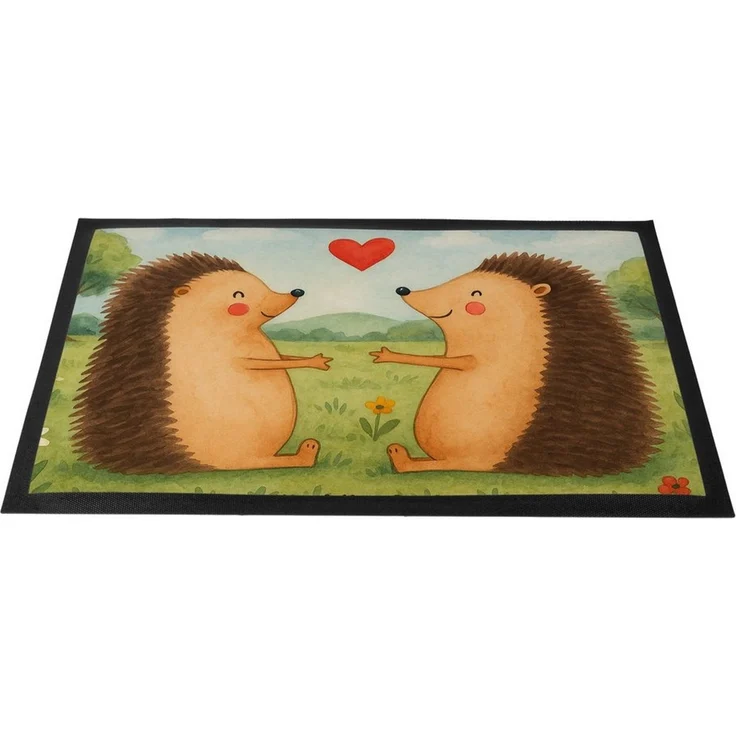 Mr. & Mrs. Panda Fußmatte Igel Liebe Design, Sauberlaufmatte 40 x 60 cm, Weiß, Schuhabstreifer, rechteckig, Höhe: 40 mm, Partner Hochzeit flurmatte – Bild 4