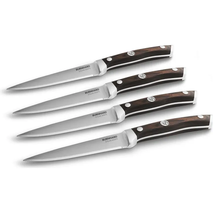 BURNHARD Steakmesser-Set 4-tlg mit Einstich-Thermometer, klappbar, Schwarz, Braun – Bild 6