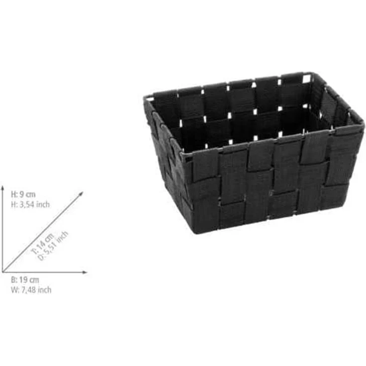 WENKO Aufbewahrungskorb Adria Mini Schwarz rechteckig Aufbewahrungskorb Schwarz Rechteckig Polypropylen (PP) Monochromatisch Indoor – Bild 3