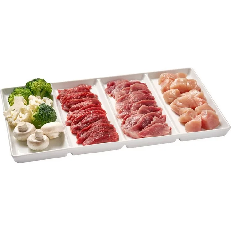 Betty Bossi Servierplatte Gourmet Servierplatte mit Fächern, rechteckige Porzellanplatte, weiß, Porzellan, (1 x Servierplatte), vier Unterteilungen, schlichtes Design, Länge 39 cm