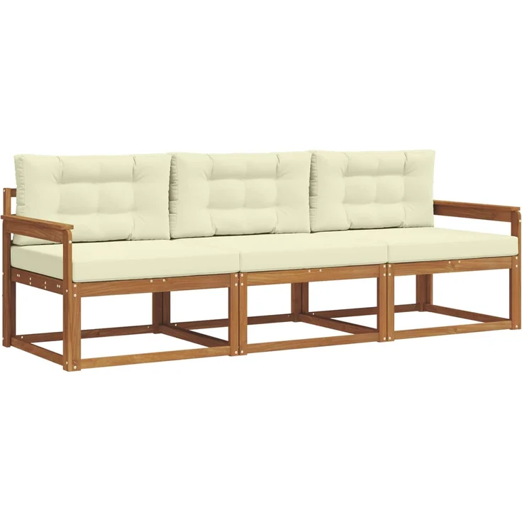 vidaXL Outdoor-Sofagarnitur 3 stk. 3-Sitzer Natur und Creme 3367113 – Bild 2