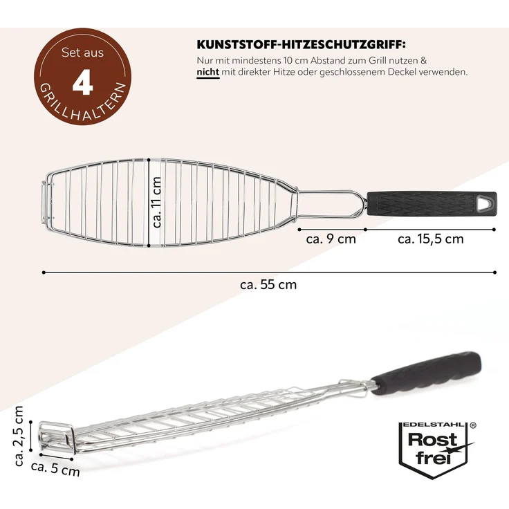 Fisch-Grillhalter 4er Set Fischhalter, Fischgriller, Fischbräter – Bild 7