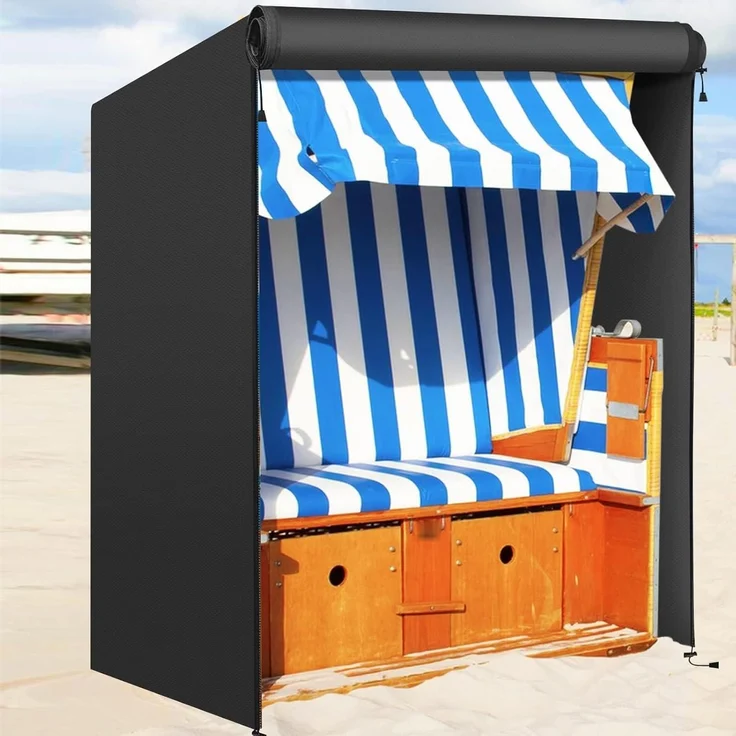 Strandkorbhülle 600D Schwarz 600D Oxford-120 x 90 x 155 140cm – Bild 6