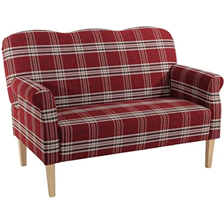 Jule Küchensofa Flachgewebe Rot Buche Natur