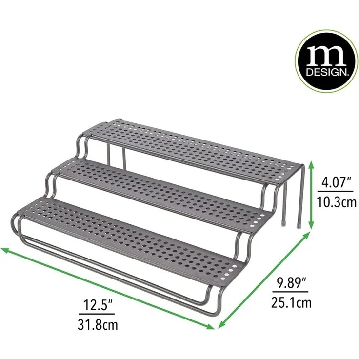 mDesign Gewürzregal Gewürzständer Regal Organizer ausziehbar Metall Graphit – Bild 2