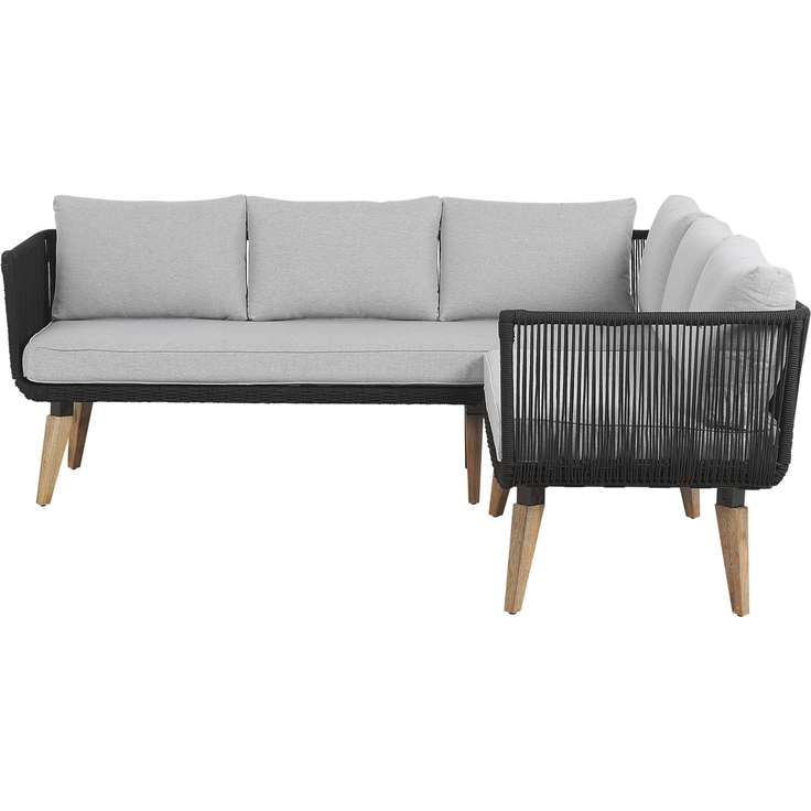 Beliani 'ALCAMO' Ecksofa Lounge Set, Akazienholz Schwarz – Bild 6