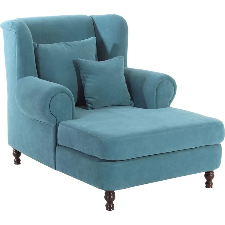 XXL Sessel Karley Bezug Veloursstoff Buche nussbaum dunkel / petrol 22149