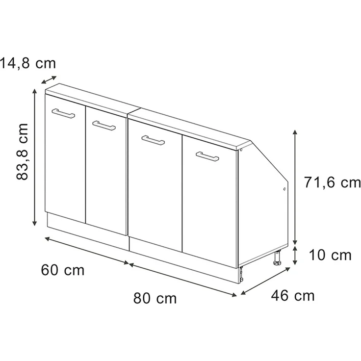 Küchenschrank für Dachschrägen R-Line Blau-Grau 140 cm 2er Set Vicco – Bild 2