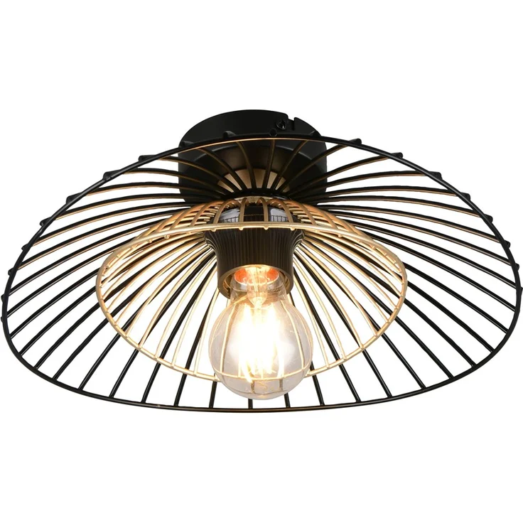 Deckenleuchte LAURIS mit Gitter Lampenschirm Schwarz Gold, Ø 30cm – Bild 2