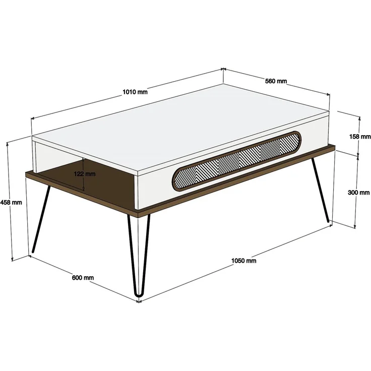 Skye Decor 'Ekol - Walnut' Couchtisch, Walnuss, 105 x 45,8 x 56 cm – Bild 4