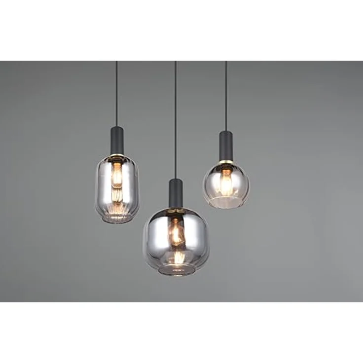 Trio Leuchten Hängeleuchte, Schwarz-Chrom, Pendelleuchte aus Metall und Glas, 150 cm – Bild 4