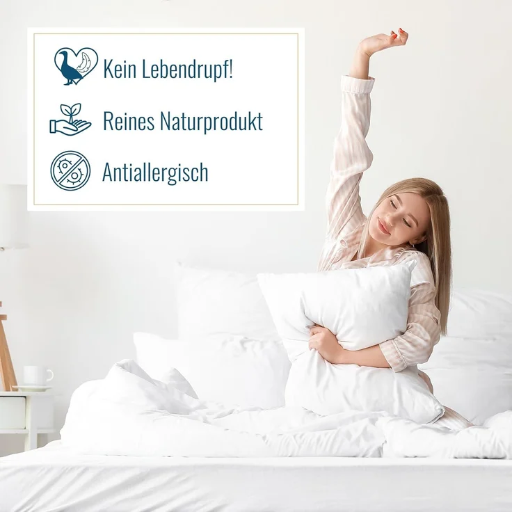 Kopfkissen Daunenkissen sibirische Daunen 500g weich 80x80 100% natur – Bild 4