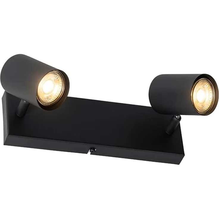 Qazqa LED Aufbaustrahler Jeana, ohne Leuchtmittel, GU10, Schwarz, Modern, Stahl, 2-flammig – Bild 2
