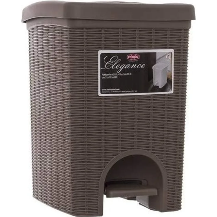 Abfalleimer taupe 20L Rattanoptik Mülleimer Abfallsammler Müllsammler Papierkorb