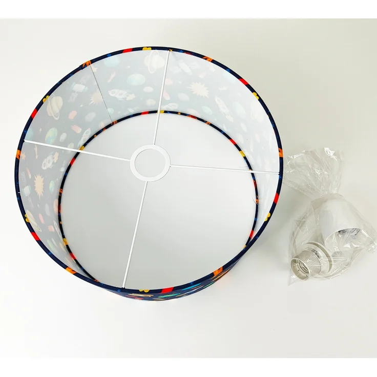Coole Weltall Hängelampe für Kinderzimmer mit Stoffschirm, bunt Ø 35cm – Bild 5
