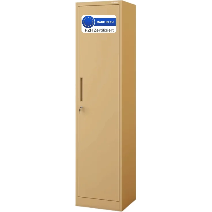 Aktenschrank abschließbar KADO - 5 Ebenen verstellbar, Flügeltüren | Metallschrank Werkstatt Mehrzweckschrank Büroschrank aus Stahl Werkzeugschrank, 185x45x40cm Beige – Bild 1