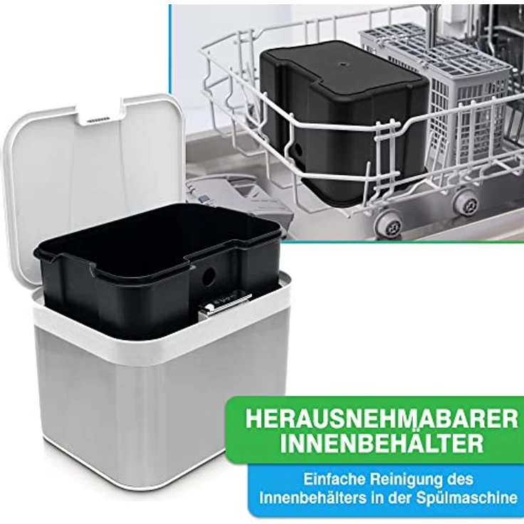 YourCasa Biomülleimer YourCasa® Biomülleimer Küche aus Edelstahl Komposteimer Küche - 4,3L, Deckel öffnet per Knopfdruck, Edelstahlgehäuße – Bild 4