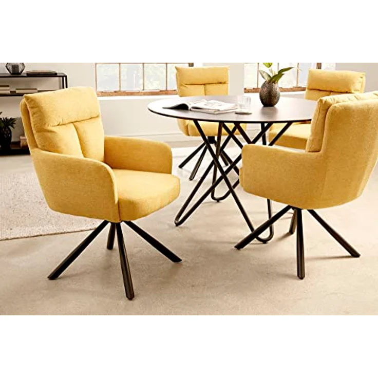riess-ambiente Polsterstuhl BIG GEORGE senfgelb (Einzelartikel, 1 St), Esszimmer · 360° drehbar · mit Armlehne · Retro – Bild 5