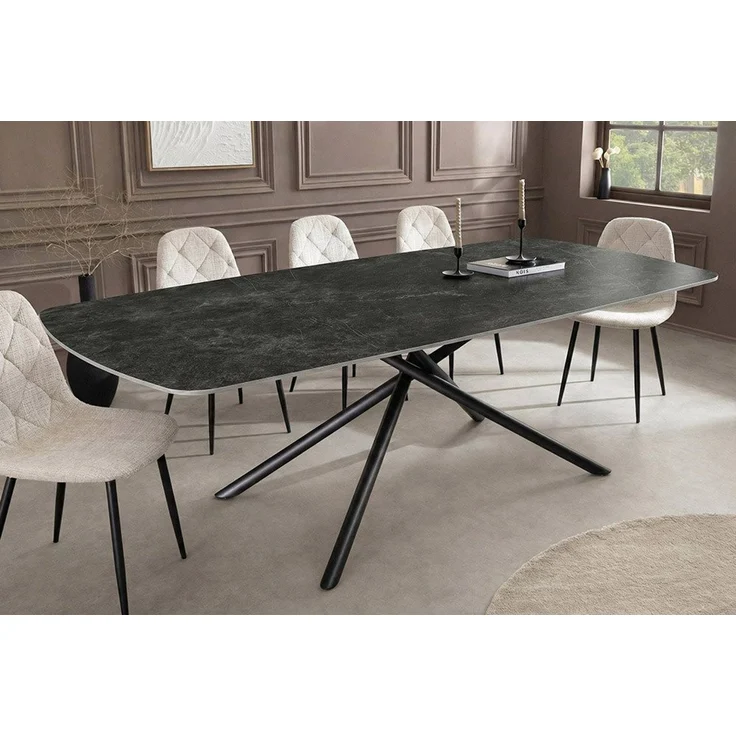 riess-ambiente Esstisch OSAKA 200cm anthrazit - Keramik, Metall, Sterngestell, Marmordesign (Einzelartikel, 1-St), Moderner Familientisch - ideal f. Wohnzimmer & -küchen oder Essbereich – Bild 3