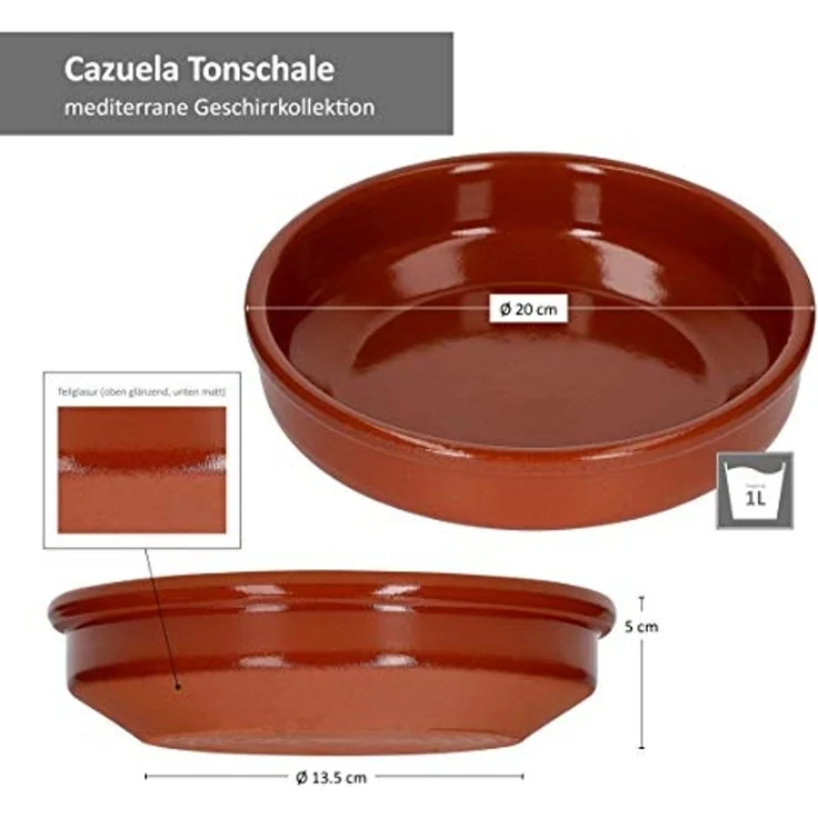 MamboCat Tapas-Schale 12er Set Tonschale Bruno Cazuela L Ø 20 cm glasierte Schalen, Ton – Bild 5
