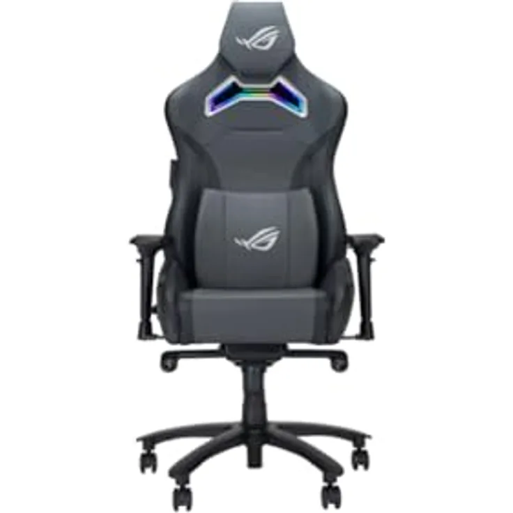 ASUS ROG Chariot X Gaming-Stuhl grau (Aura RGB Beleuchtung, 4D-Armlehnen, Memory-Foam, Premium-PU-Leder, One-Touch-Controller)