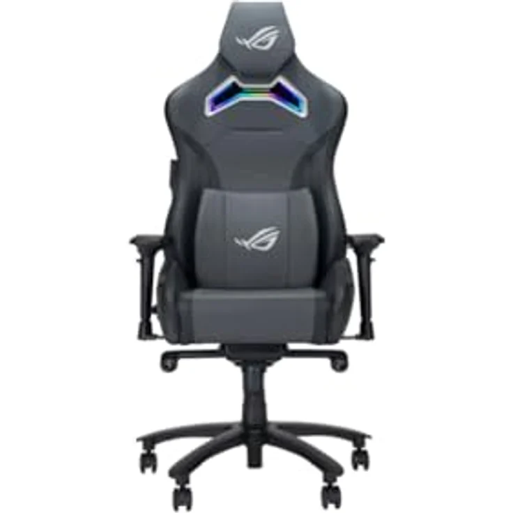 ASUS ROG Chariot X Gaming-Stuhl grau (Aura RGB Beleuchtung, 4D-Armlehnen, Memory-Foam, Premium-PU-Leder, One-Touch-Controller) – Bild 1