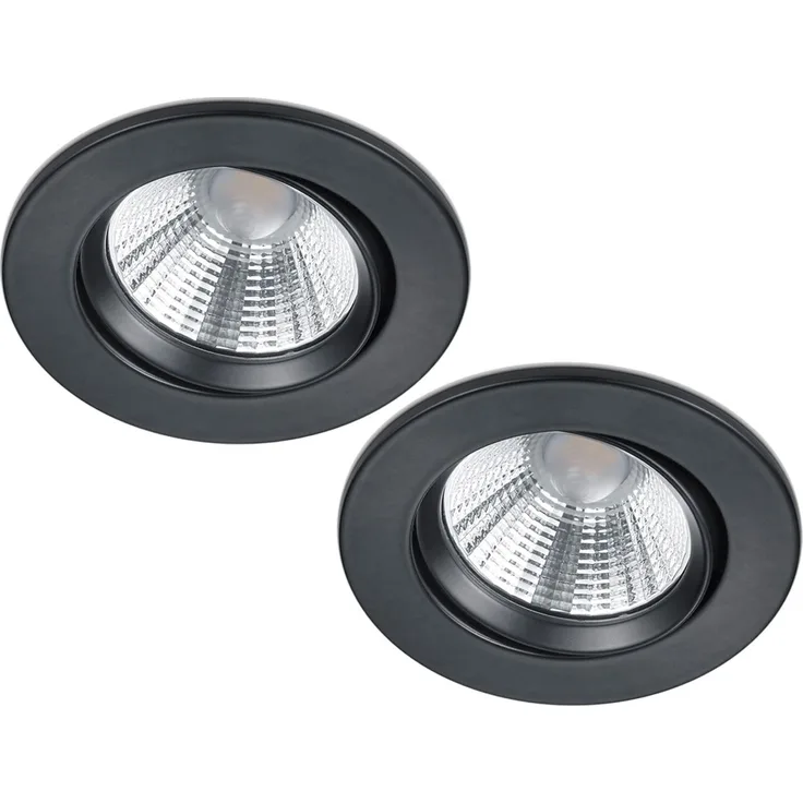 LED Einbaustrahler 2er Set rund schwenkbar dimmbar Schwarz matt 5,5W