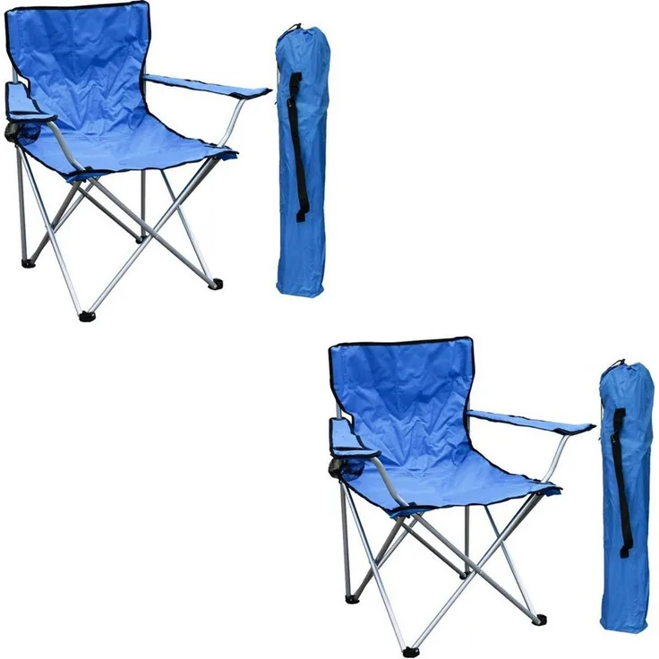 INDA-Exclusiv Klappstuhl 2'er Set Anglersessel mit Getränkehalter und Tasche belastbar bis 120kg