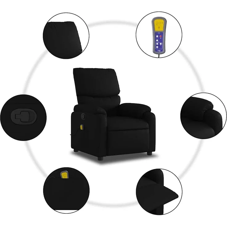 vidaXL Massage-Relaxsessel, Kunstleder, Schwarz 3205712 – Bild 5