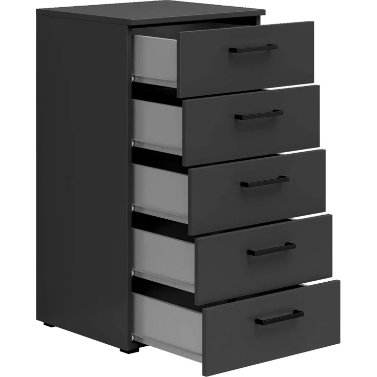 Carryhome 'MULTISTAURAUM' Kommode, Holznachbildung Graphit, 45 x 83 x 40 cm, mit 5 Schubladen – Bild 2