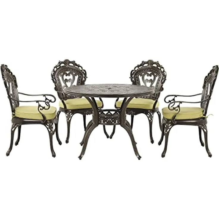 Beliani 'SAPRI' Gartentisch Set, Metall Dunkelbraun, 100x72x100 cm