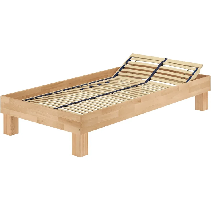 Holzbett breites Einzelbett 100x200 Buche geölt Futonbett mit wählbarem Zubehör V-60.87-10Federholzrahmen inkl. – Bild 1