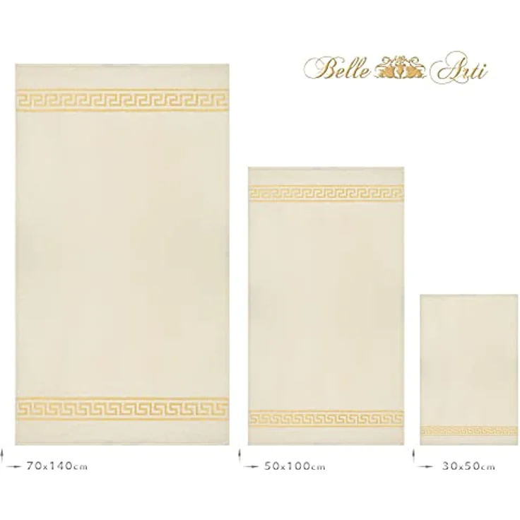 Belle Arti Handtücher Luxus Mäander Gästetücher Badetücher Duschtücher Saunatücher in Set, (1-St), schwarz, weiss, beige, rot, gold, 100% Baumwolle, Frottee, eingestickt – Bild 5