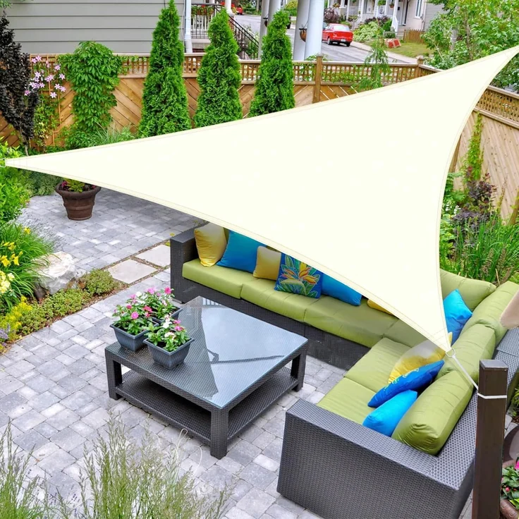 AXT SHADE Sonnensegel Wasserdicht Dreieckig 3,6 x 3,6 x 3,6 m Wetterschutz Sonnenschutz PES Polyester mit UV Schutz für Terrasse Balkon Garten-Creme(Wir Machen Sondergrößen) – Bild 1
