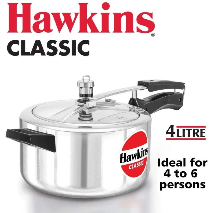 HAWKIN Classic CL40 4-Liter New Improved Aluminum Pressure Cooker, Small, Silver