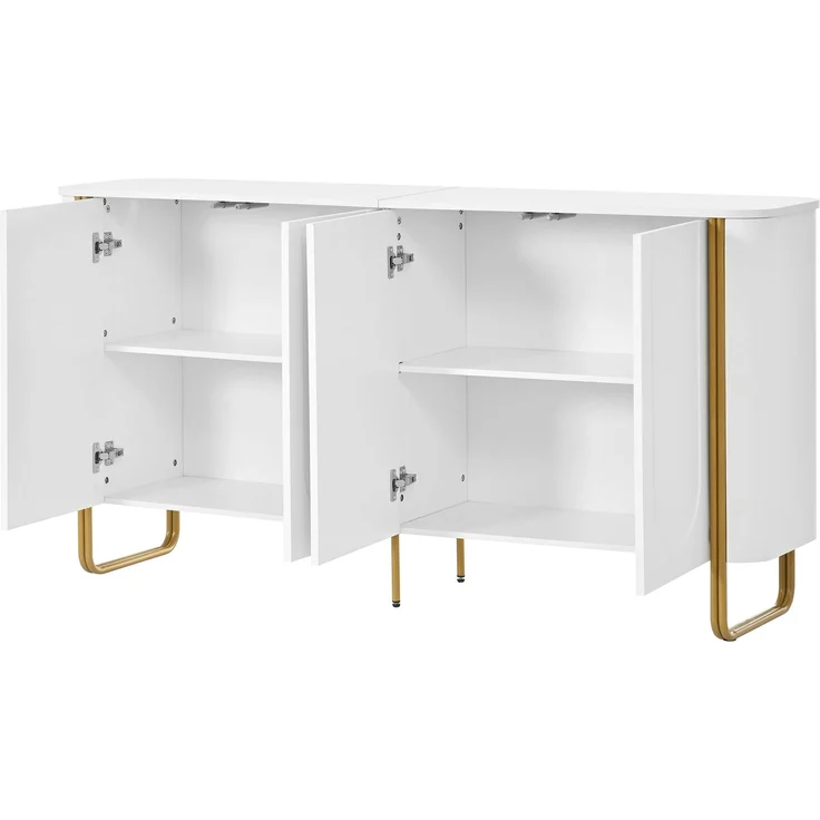 Sideboard 160 x 35 x 80,5 cm aus MDF mit Bogenrelief und Push-to-Open-Türen – Bild 6