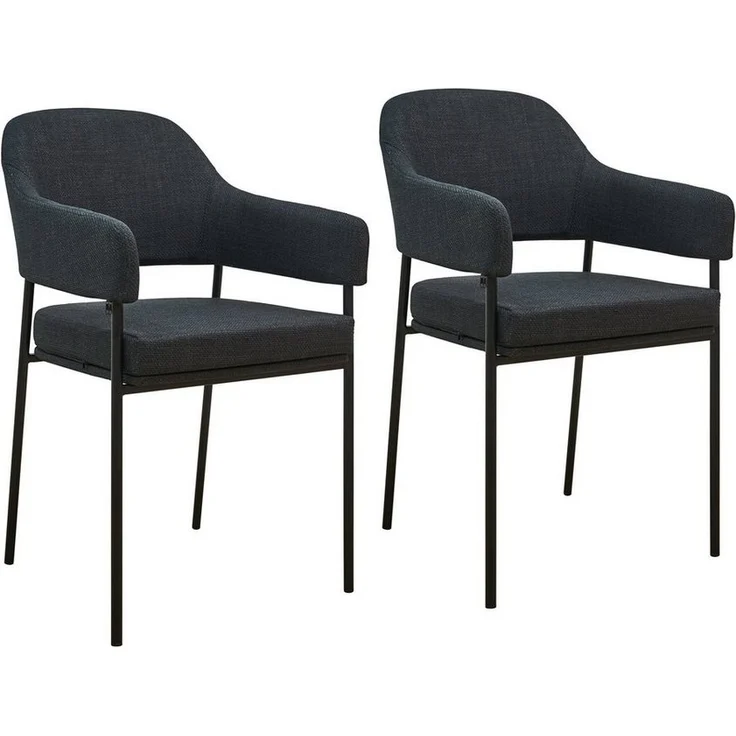 SVITA Esszimmerstuhl SCARLETT (2er Set), Armlehnstuhl, Polsterstuhl, Metallbeine, Stoff, Schwarz – Bild 1