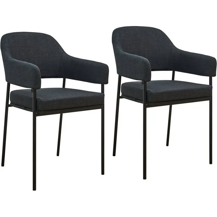 SVITA Esszimmerstuhl SCARLETT (2er Set), Armlehnstuhl, Polsterstuhl, Metallbeine, Stoff, Schwarz
