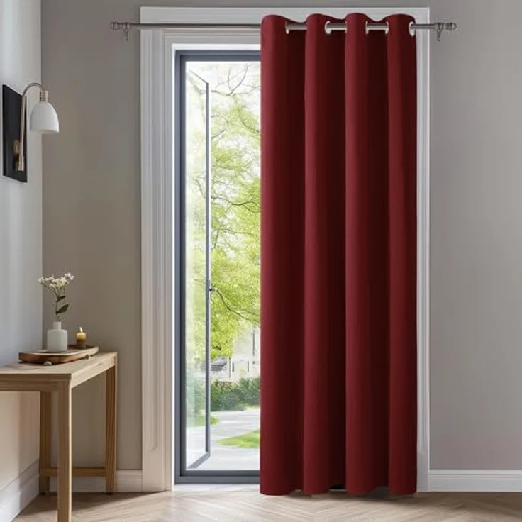 Deconovo Blickdichte Vorhänge mit Ösen Verdunkelungsvorhang UV-Schutz Rot | 1 Stück, H290 x B140 cm, Abdunkelnde Gardinen, Thermovorhang gegen Hitze, Blackout Curtain, Sichtschutz für Schlafzimmer – Bild 1