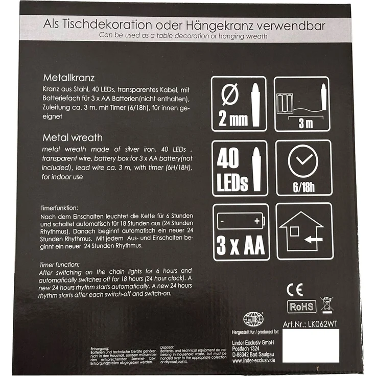 LED Hängekranz / Türkranz LED Kranz Tischkranz Ø30cm warmweiß – Bild 5