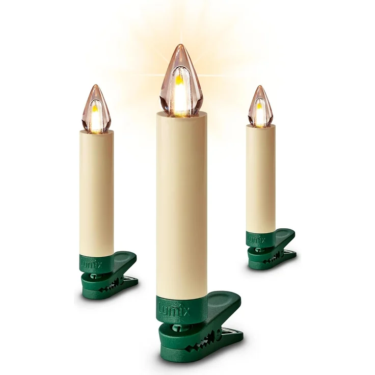 kabellose Kerzen, LUMIX SUPERLIGHT FLAME, helles warmweißes flammenähnliches Licht, elfenbeinfarben Basis-Set 12 Stück – Bild 3