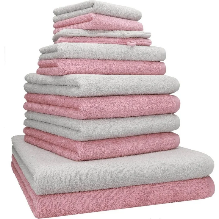Betz Handtuch Set 12 TLG. Handtuch Set BERLIN Farbe Lotus - Silbergrau, 100% Baumwolle (12 Teile, 12-St)