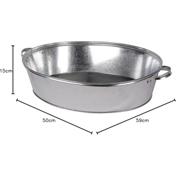 UNUS GARDEN Blumentopf Zinkübertopf mit Griffen – Pflanztopf in Wannenform aus Zink (1 St, 27 Liter Oval), zum Bepflanzen oder als Miniteich – Bild 5