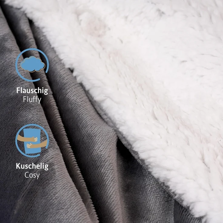 Wohndecke Sherpa Fleecedecke, Oeko-TEX Zertifizierte, Komfortec, Flauschig Kuscheldecke, warm Sherpa Sofaüberwurf, Dick Sofadecke – Bild 4