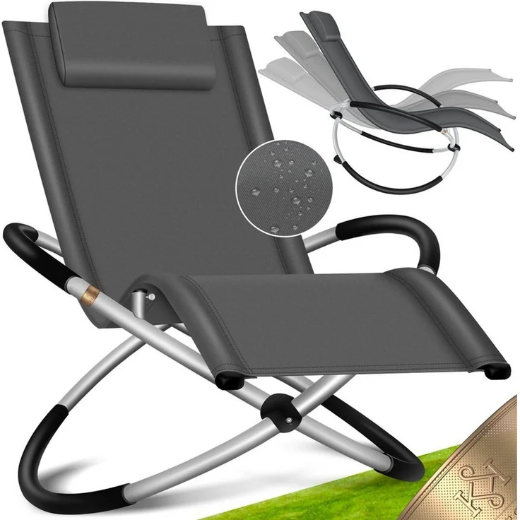 KESSER® Relaxliege Liegestuhl | Gartenliege | Gartenstuhl | Klappstuhl faltbar | Schwungliege | Schaukelsessel | ergonomische Relaxsessel | wetterfest | 180 kg Belastung | 174 x 78 x 89 cm Anthrazit – Bild 1