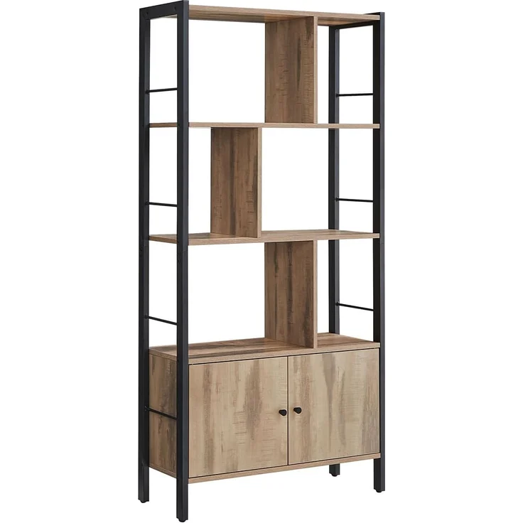 Calicosy Bibliothek mit 6 Fächern und 2 Türen – L74 cm - Braun