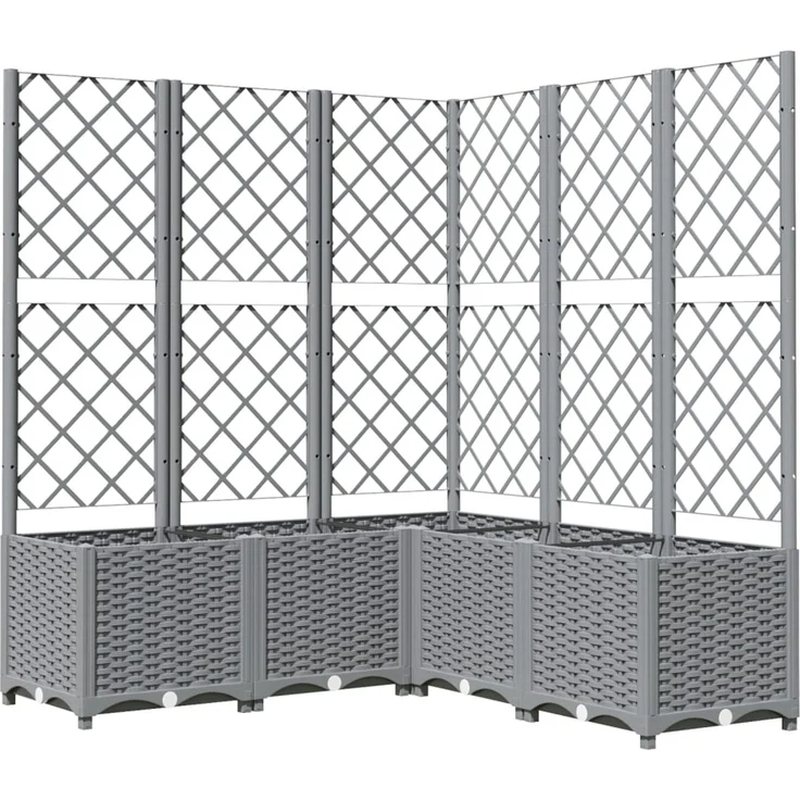 vidaXL Pflanzkübel mit Rankgitter Hellgrau 120x120x136 cm PP 153278 – Bild 2